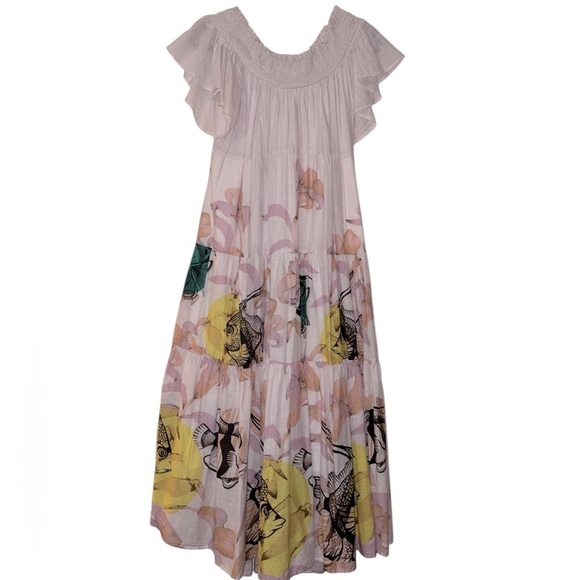 Anthropologie Maeve Pia Binazzi Tiered Off The Shoulder Dress in Novelty - SMALL - Picture 13 of 16
